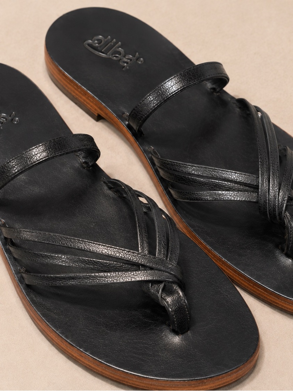 Diba Leather Thong Toe Strappy Open Flip Flop Sandals Black Size 9